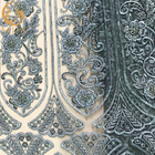 Spot Blue Mesh Beaded Lace Fabric Sewing Embroidery For Garment