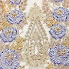 Customized Beaded Lace Fabric 80% Nylon Handmade Embroidered