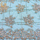 Handmade Custom Beaded Embroidery Lace Fabric Symmetrical Design