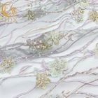 Multicolor Applique Lace Fabric French Beaded Embroidery 3D Lace Material