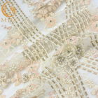 Decoration Applique Lace Fabric Knitted Rhinestones Lace Applique Fabric