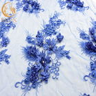 MDX Royal Blue Lace Fabric / Beaded Bridal Lace Intricate Design