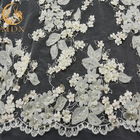 Tulle 3D White Flower Lace 80% Nylon Embroidery For Wedding