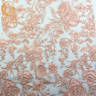 Nice Nylon Embroidered Mesh Lace Fabric / Pink lace Material 91.44cm Length