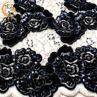 Embroidered Black Glitter Lace Fabric French Beaded For Bridal Dress