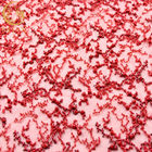 Embroidery Beaded Red Flower Lace 20% Polyester Glitter Handmade 135cm Width