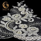 Embroided Beaded Lace Trim Polyester 140cm Width With Metal Thread