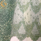 Handmade Green Mesh Exquisite Beads Lace Fabric For Dress Making