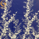 White 3D Applique Embroidery Beaded Lace Fabric For Bridal Dress