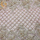 Nigerian Styles Gold Beaded Lace Fabric Handmade Tulle Embroidery 135cm Width