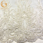 White Embroidered Lace Fabrics 20% Polyeter Handmade Water Soluble\
