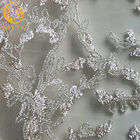 Machine Embroidery Beaded White Lace Fabric MDX Sequin 20％ Polyester
