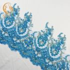 Gorgeous Clothing Blue Fashion Lace Trim Decoration 1 yard Length With Stones