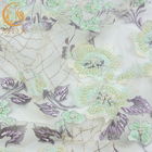 Beautiful Green 3D Embroidery Lace Fabric 20% Polyester For Evening Dresses