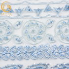 African Pale Blue 3D Embroidery Lace Fabric Handmade For Party Dresses