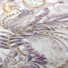 Exclusive Bridal 3D Embroidery Lace Fabric 135cm Width Knitted With Feathers