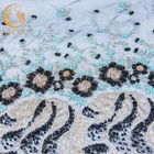 Gorgeous Beaded Lace Fabric Sequin Polyester Nylon Mesh Fabric For Evening Dress