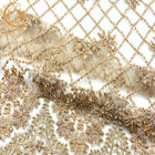 1 Yard Lengh Eco Friendly Gold Bridal Lace Fabric 140cm Width Beaded Heavy