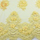 Classic Clothing 3D Embroidered Floral Lace Beaded 135cm Width 80％ Nylon