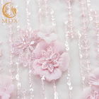 Excellent 3D Flower Lace Customized Embroidery 1 Yard Length Pink Floral Lace Fabric