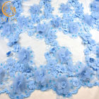 Custom Dress 3D Flower Lace Fabric Material Nylon With Beaded Embroidery