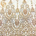 Embroidery Handmade Gold Colour Lace Material MDX Lace Fabric For Wedding Dress