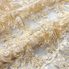 French Soft Handmade Lace Fabric Beaded Embroidery Water Soluble 80% Nylon