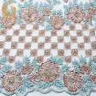 Polyester Beads Multicolor Lace Fabric / Types Of Lace For Wedding Dresses