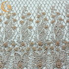 Beaded Nice Lace Fabric Exquisite 91.44cm Length Types Of Handmade Lace