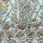 Beaded Nice Lace Fabric Exquisite 91.44cm Length Types Of Handmade Lace