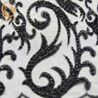 Soft Mesh Beaded Lace Fabric 3D Black Embroidered Lace Fabric 1 Yard