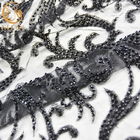 Soft Mesh Beaded Lace Fabric 3D Black Embroidered Lace Fabric 1 Yard