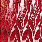 Red Nigerian Wedding 3D Embroidery Lace Fabric Water Soluble 1 Yard Length