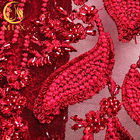 Red Nigerian Wedding 3D Embroidery Lace Fabric Water Soluble 1 Yard Length