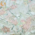 Polyester Hand Cut Applique Lace Fabric Excellent Customized For Wedding Dress
