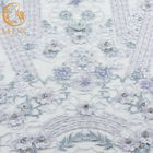 Perfect 3D Applique Lace Fabric Handmade 80% Nylon Luxury Beaded Fabric