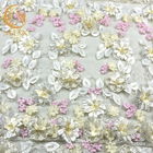 3D Flowers Bridal Lace Fabrics Soluble 1 Yard Embroidery Multicolor