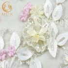 3D Flowers Bridal Lace Fabrics Soluble 1 Yard Embroidery Multicolor