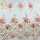 Pure Handmade Flower Blush Pink Lace Fabric MDX 135cm Width Embroidered