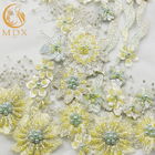 Nice 3D Flowers Light Yellow Lace Fabric 140cm Width Types Of Bridal Lace