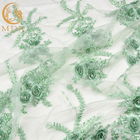 Symmetrical Bridal Embroidered Lace Fabric / Lace Material For Wedding Dresses