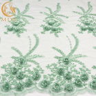 Symmetrical Bridal Embroidered Lace Fabric / Lace Material For Wedding Dresses