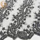 MDX Unique 3D Wedding Lace Fabrics / Black Embroidered Lace 80% Nylon