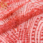 Nigeria Wedding Lace Fabrics Shiny Sequins 80% Nylon Handwork