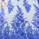 Blue Wedding Lace Fabrics MDX Elegant Flower Pattern 135cm Width