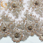 Beaded Wedding Dress Lace Fabric 135cm Width Handmade Embroidery 1 Yard