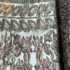 Customized Gold Embroidery Lace Handmade Beaded Decorative Lace Fabric