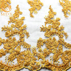 MDX Golden Sequin Net Embroidery Lace 135cm Width For Textile