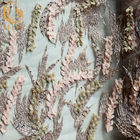 Eco Friendly Luxury Lace Fabric / Custom Embroidered Lace With Sequins