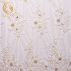 Handmade Beaded White Lace Fabrics Water Soluble 80% Nylon
